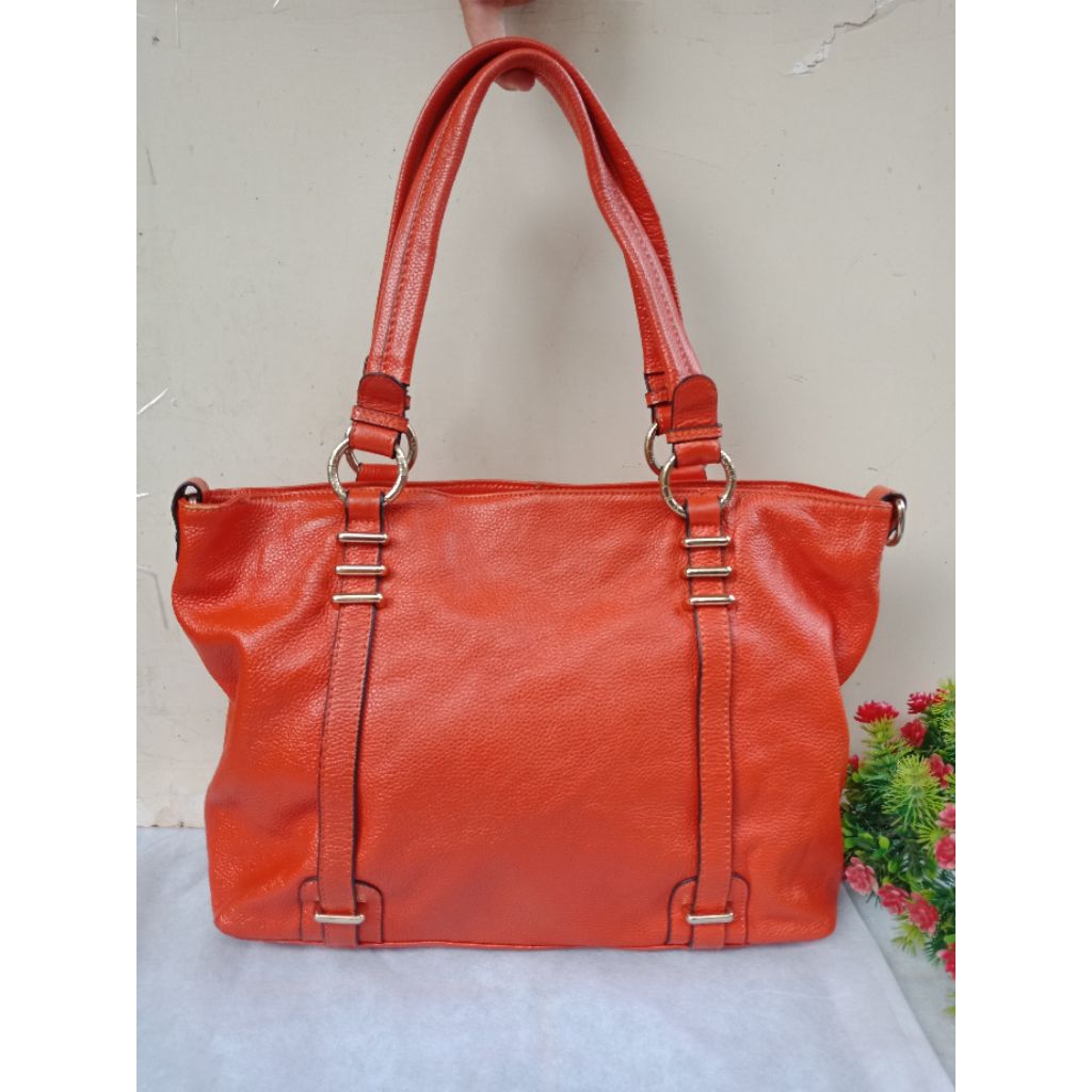 SESAMZIE TOTE KULIT ORANGE, SESAMZIE TAS KULIT ASLI, TOTE KULIT ASLI