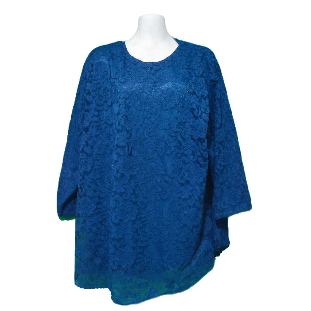 Blouse/Atasan Wanita Motif Batik Rajut warna Biru Dongker LD 130