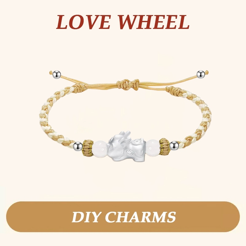 [925 Pure Silver]Gelang Tali Pixiu Perak 999, Gelang Tali Anyaman Pixiu Motif Koin Pembawa Rejeki, M