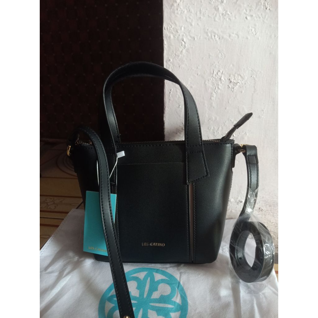 Tas wanita Les Catino Faiza satchel hitam  BARU