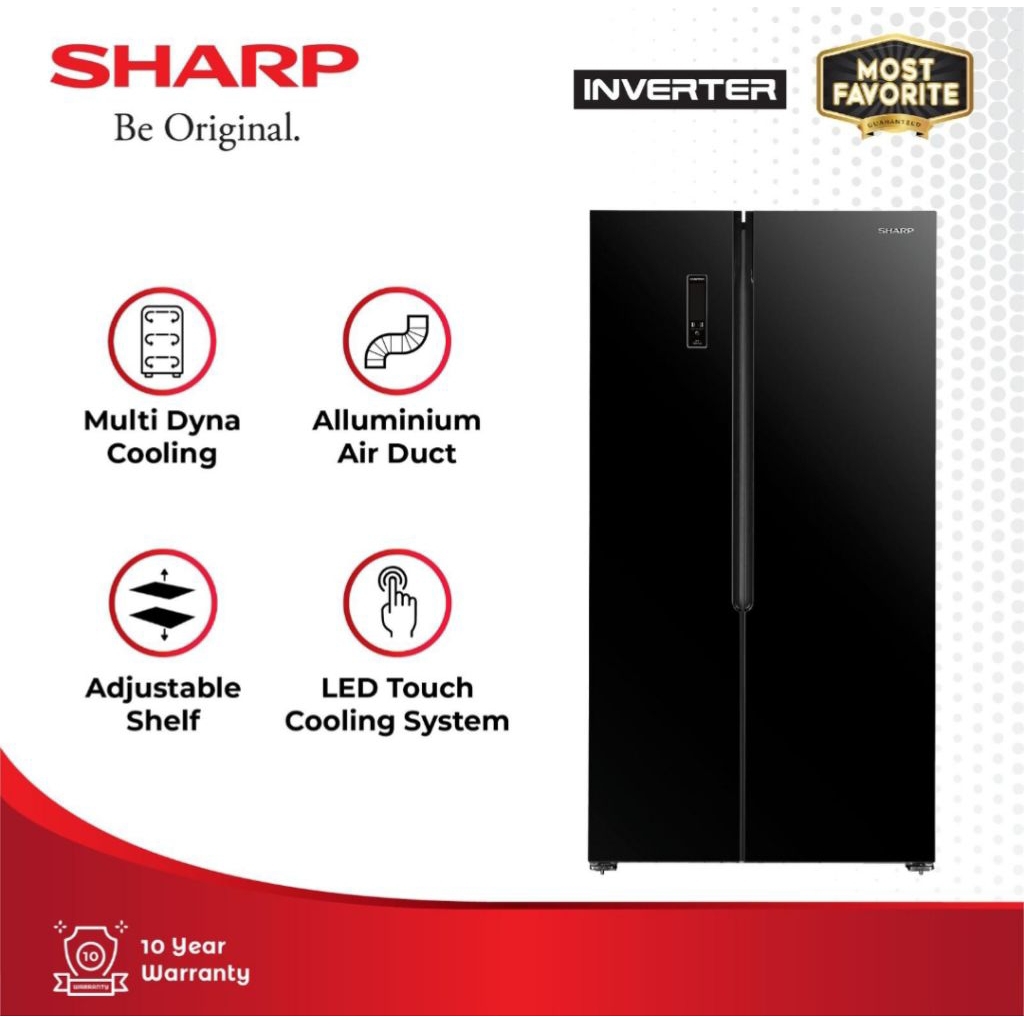 KULKAS SHARP 2PINTU SIDE BY SIDE SJ-IS61GA-BK (Black Glass Door)563 Liter/532 Liter KULKAS SHARP 2 P