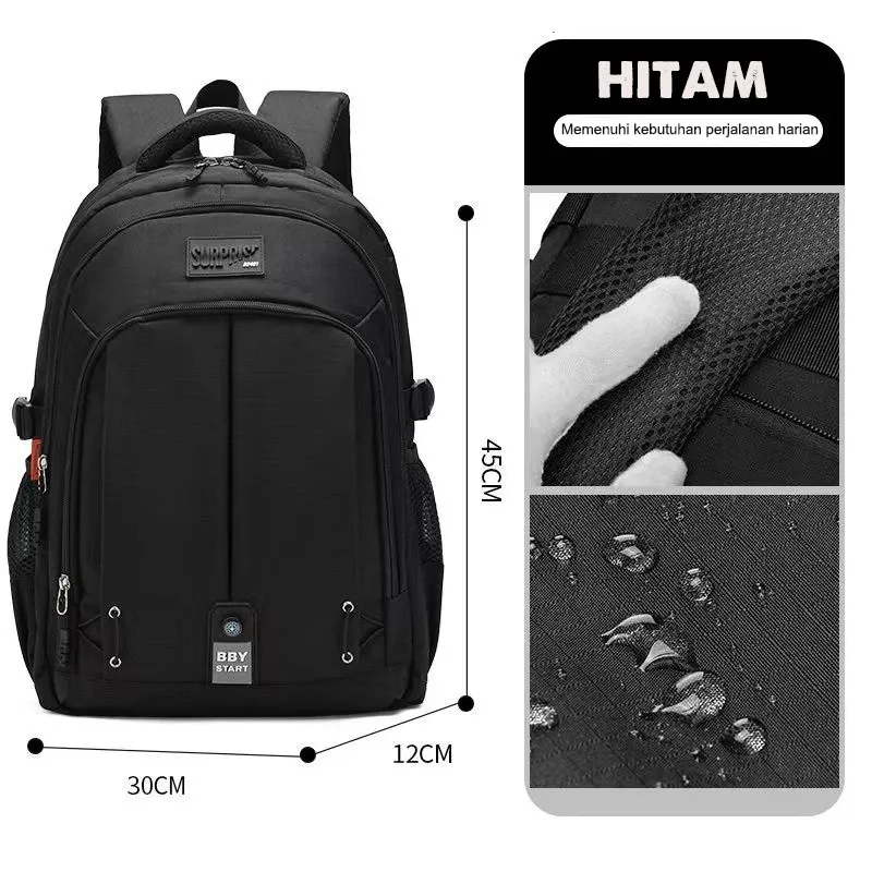 Tas Ransel Pria POLO Ukuran 20 Inch - Hitam Tahan Air dan Kapasitas Besar