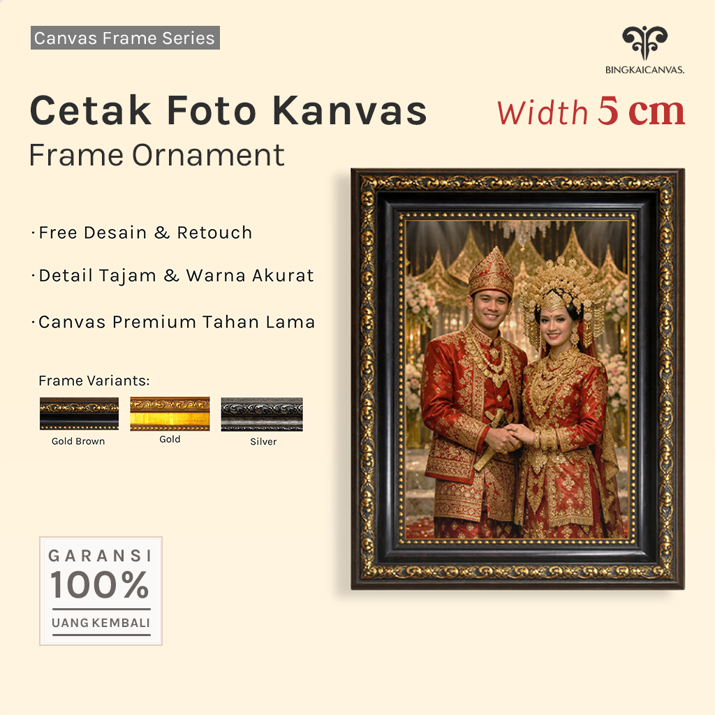 Cetak Foto Bingkai Kanvas 10r - 20r Frame Ornament 5cm Aestethic varian Ukuran