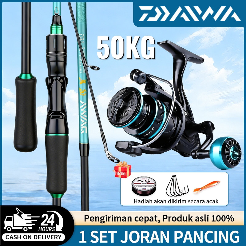 daiwa Reel Pancing Murah Kuat Power/ 1.65M/1.8M/2.1M/2.4M Joran Pancing Set Reel Pancing Laut Tarika