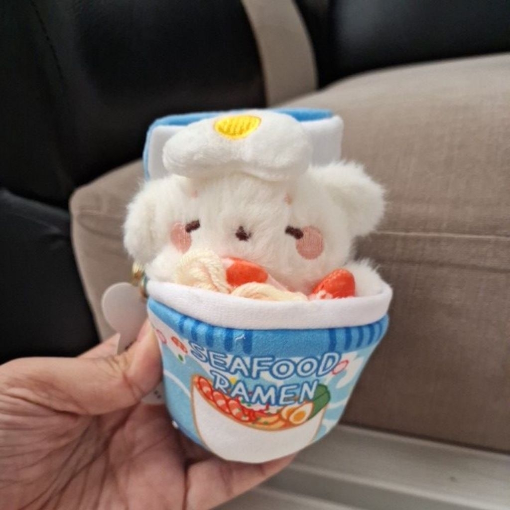 gantungan kunci ganci boneka guguk beruang kucing seafood ramen seperti asli makanan