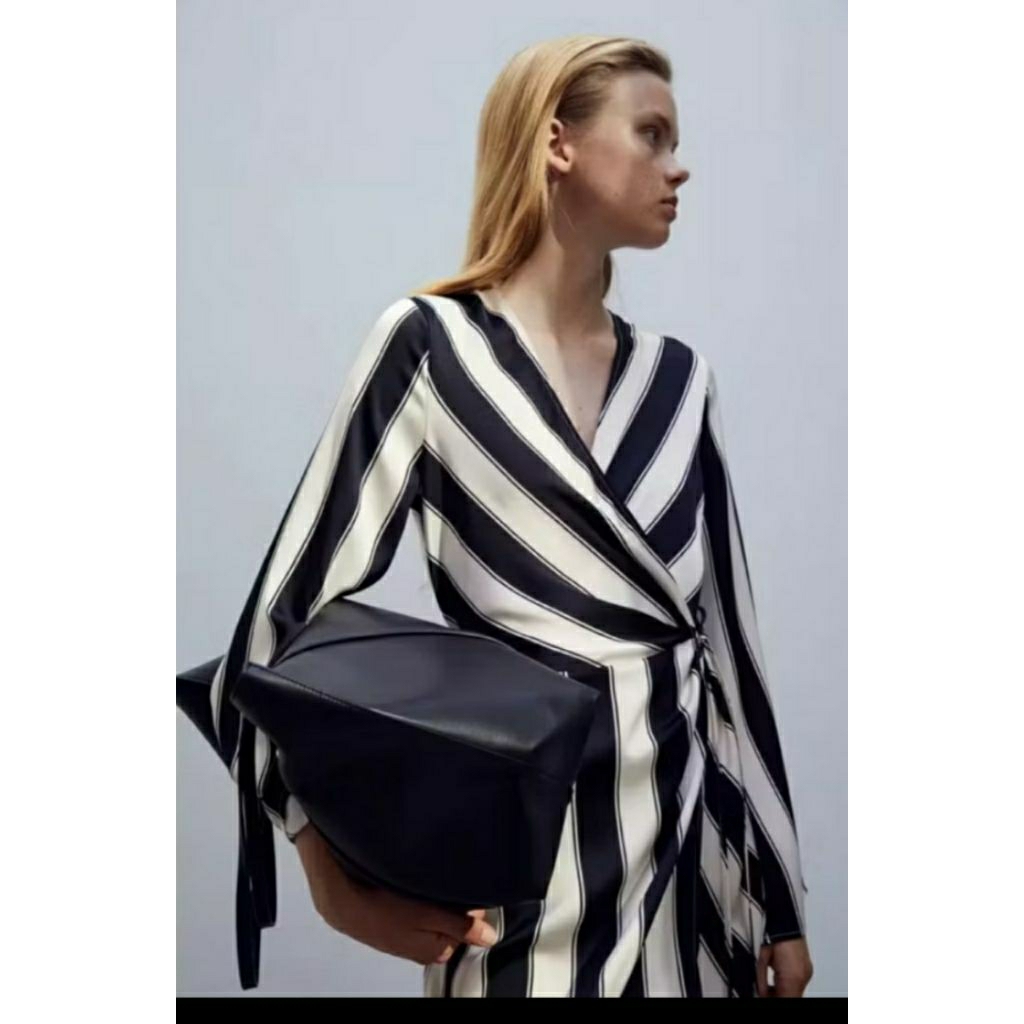 H&M* Stripes Wrap Dress Original 100% sisa ekspor
