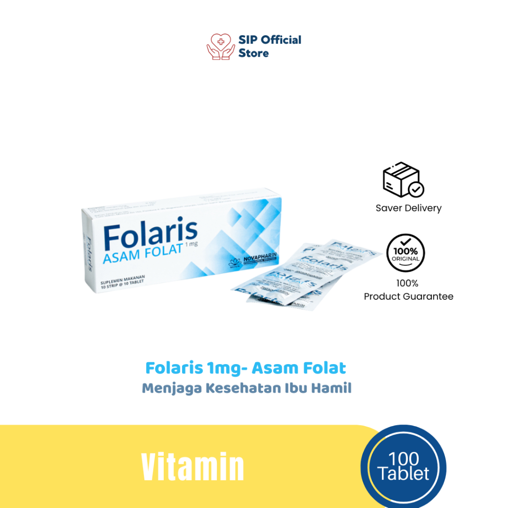 Folaris Asam Folat 1mg - Suplemen Kesehatan Asam Folat Untuk Ibu Hamil