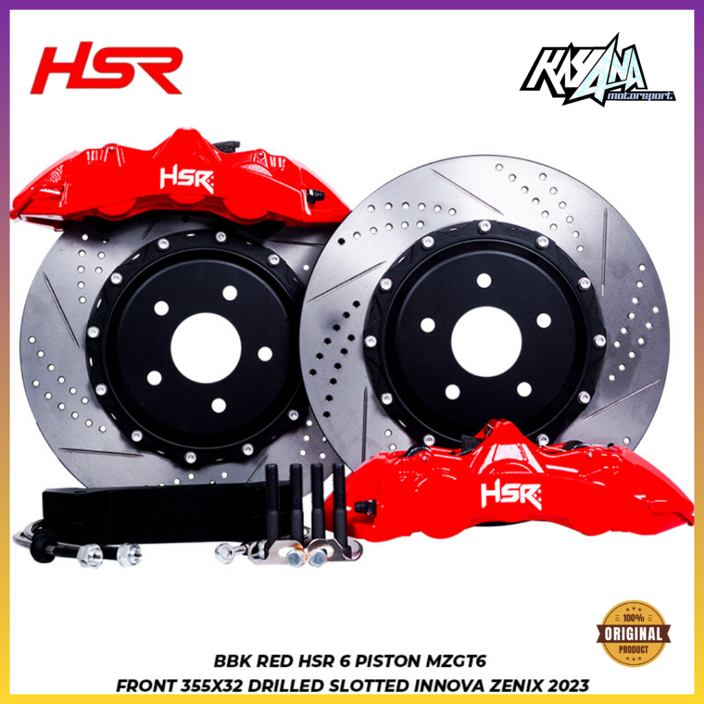 Big Brake Kit HSR 6 Piston Untuk Innova Zenix 2023, Disc Brake Drilled Slotted