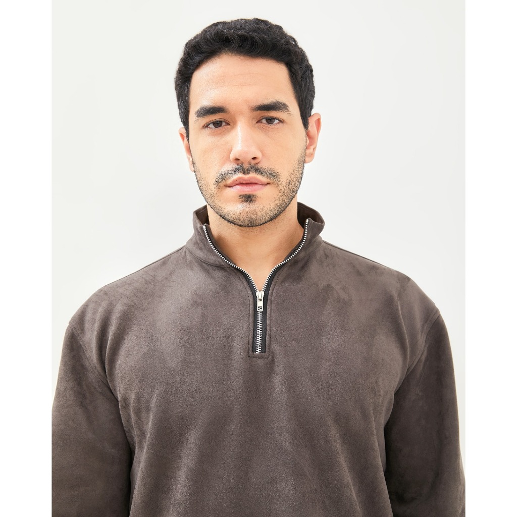 MATTHIEU MIGUEL - QUARTER ZIP SUEDE JACKET