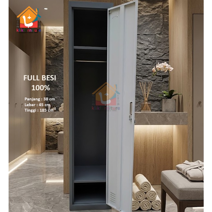 FULL BESI Loker Besi 1 Pintu + Gantungan Hanger LK001