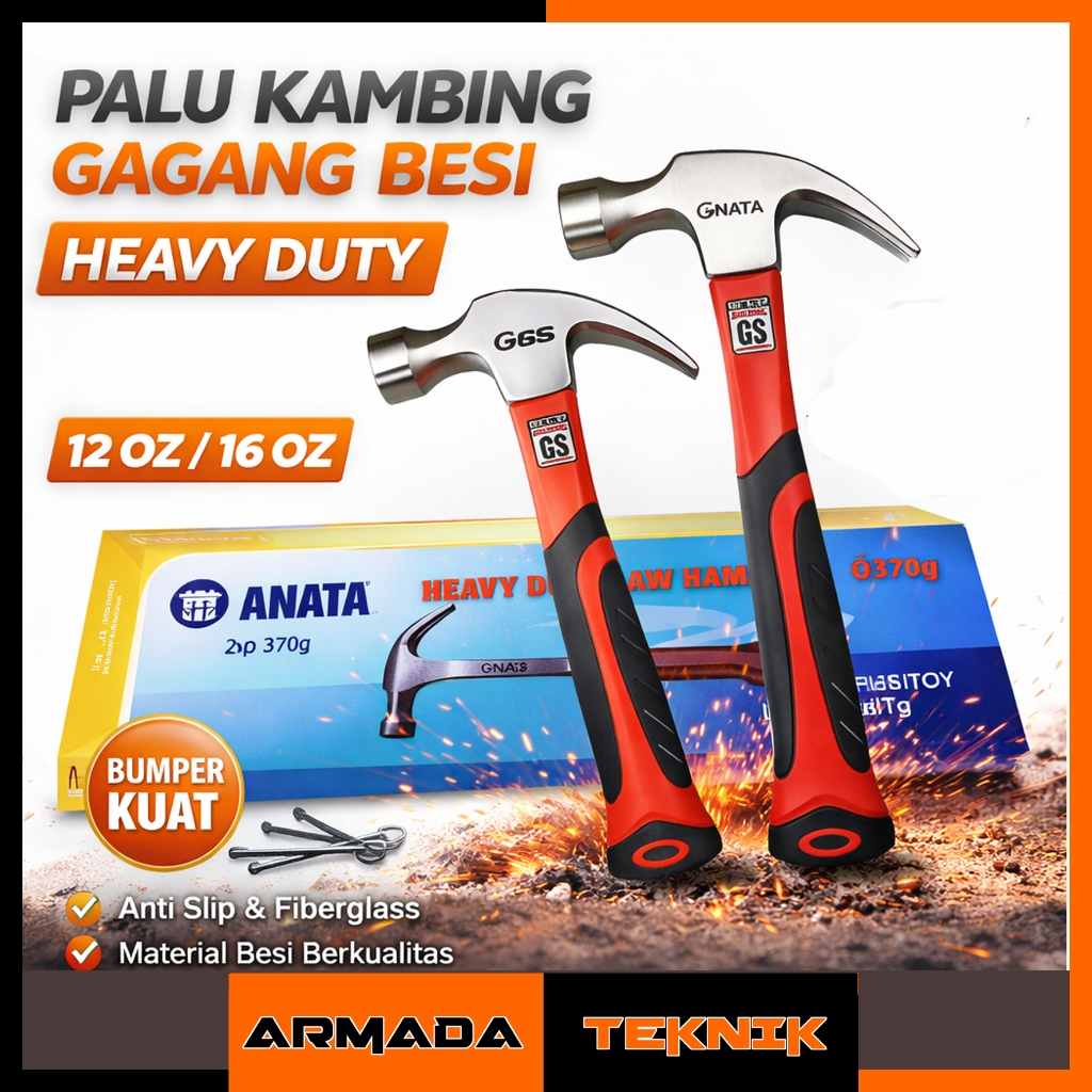 ANATA Palu Kambing Heavy Duty Gagang Besi 12 16 oz
