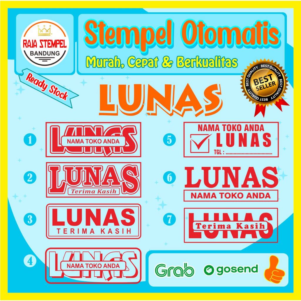 STEMPEL LUNAS CUSTOM I STAMPEL OTOMATIS LUNAS I STEMPLE LUNAS MINI KECIL