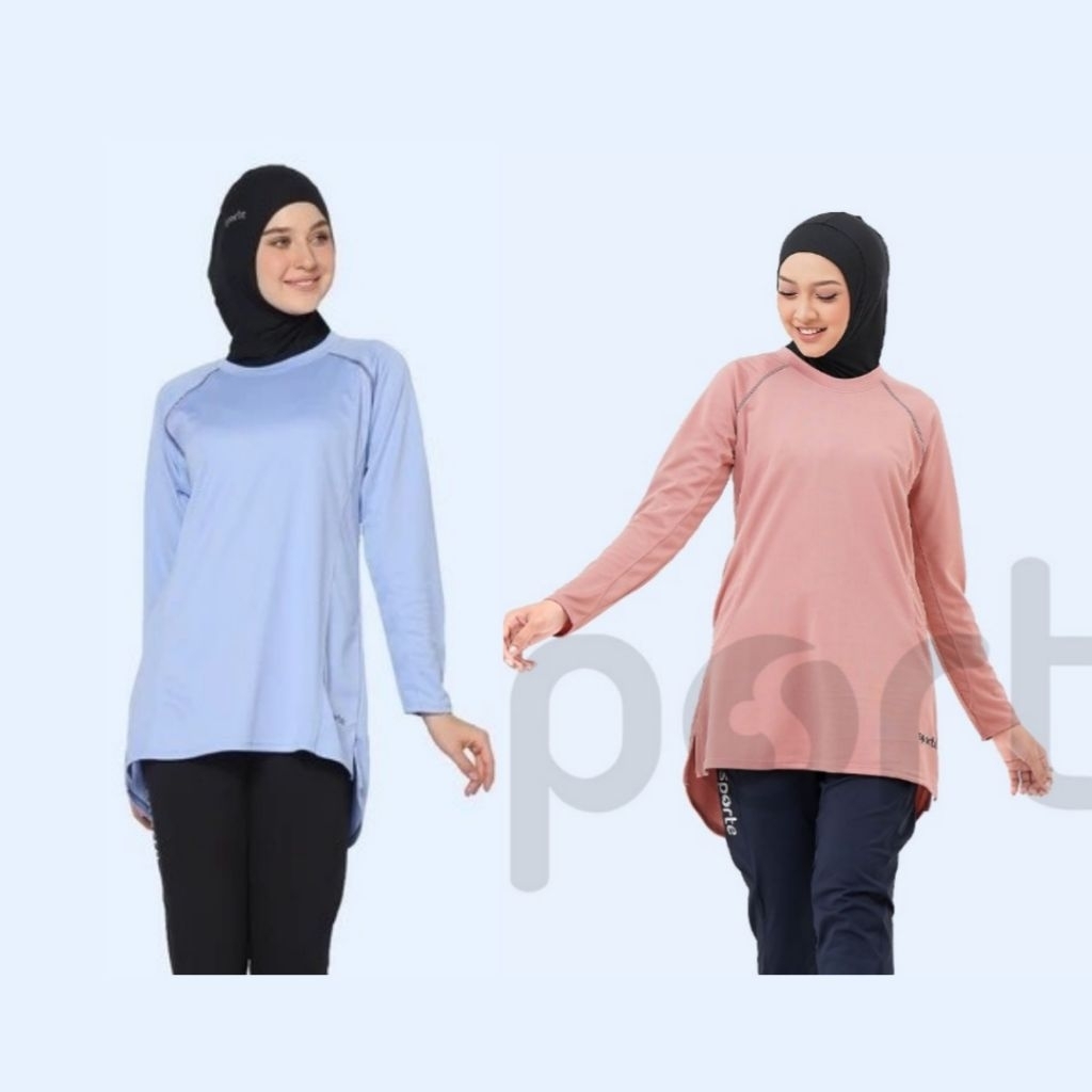 Kaos Atasan Olahraga Sepeda Sport Wanita Muslimah Cewek Perempuan Lengan Panjang jumbo Sporte dryfit