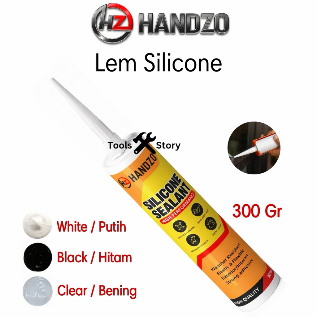 HANDZO Lem Silicone Sealant Botol Kaca Marmer Aquarium 300ml