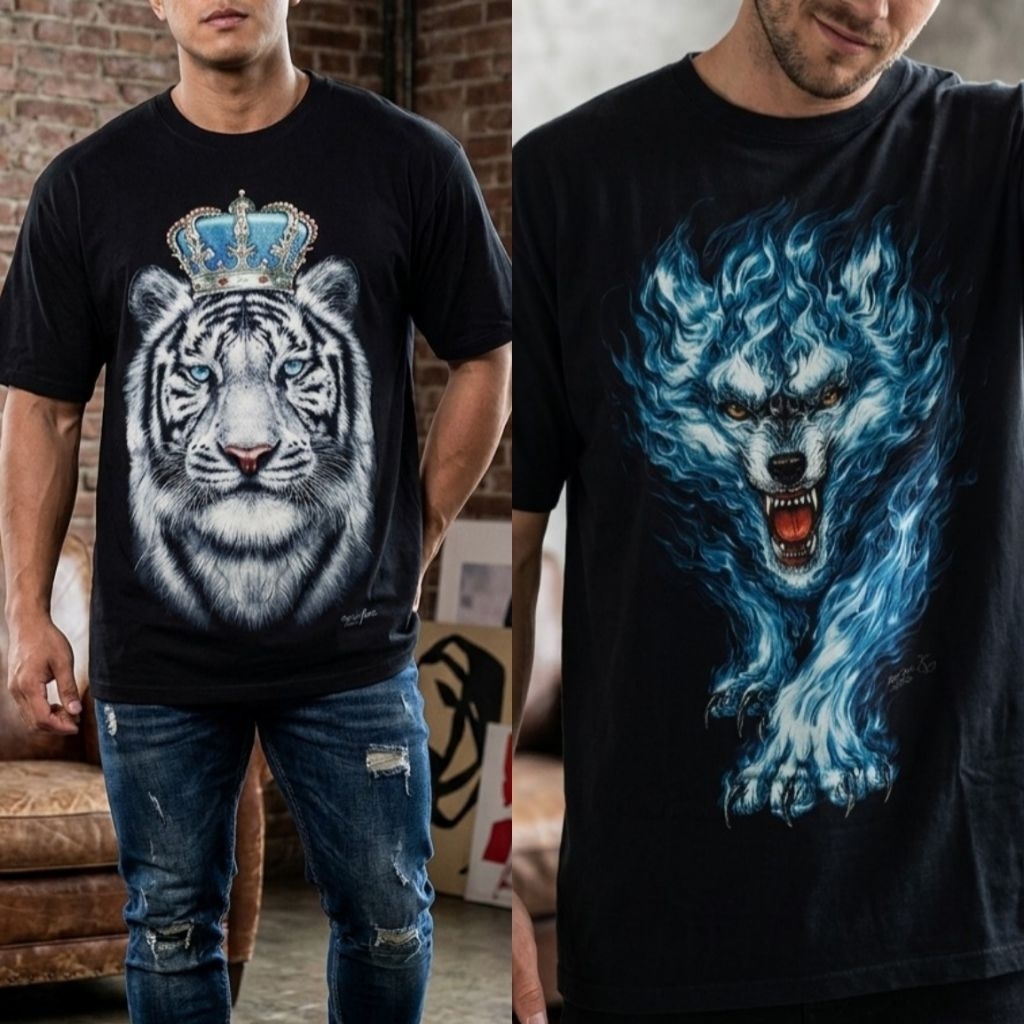 Kaos Rock Chang Jumbo Seri Harimau / Serigala preloved like new