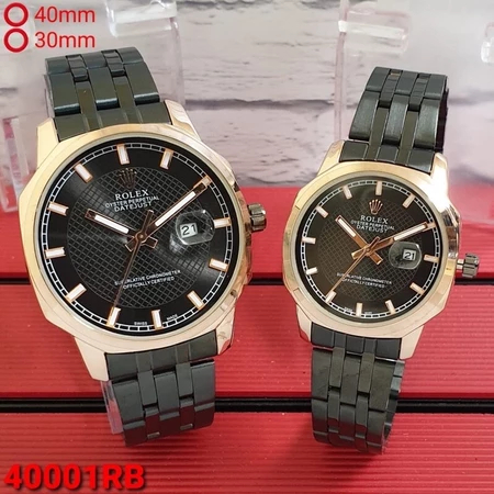 Jam Tangan Rolex Wanita/Pria Couple RR07 Rantai Tanggal Aktif Free Box & Batrai Cadangan