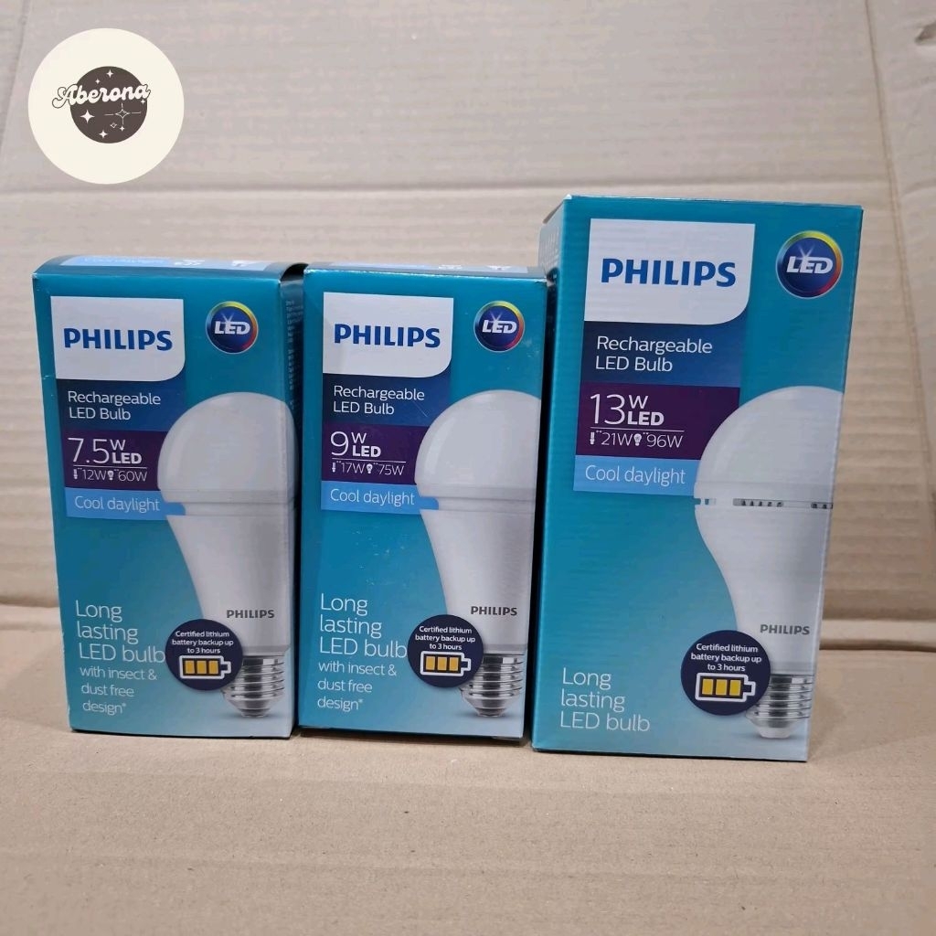 Lampu emergency  philips 13 watt 9 wattdan 7.5 watt lampu darurat philips bohlam rechargeable