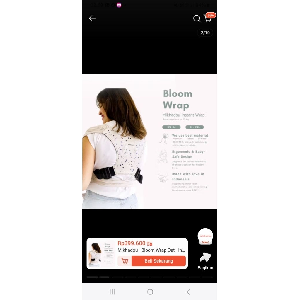 preloved - mikhadou bloom wrap - mikhadou instant wrap size M-XXL