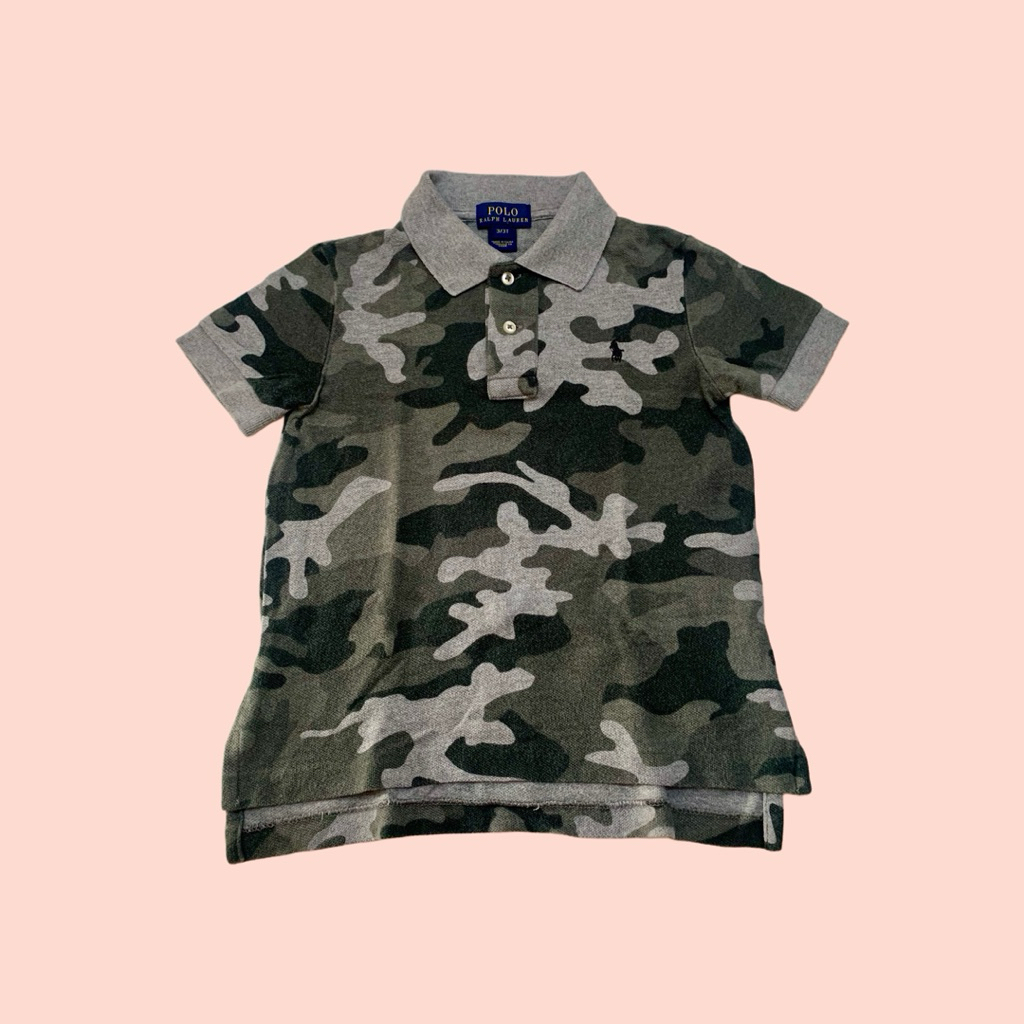 [PRELOVED TODDLER] RALPH LAUREN Camo Polo Shirt (2-3 years) - Grey