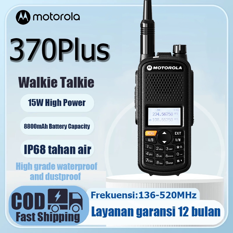 HT Motorola 370Plus IP68 Tahan air Handy Talky High Power 15Watt UHF/VHF Analog Radio Walkie talkie 
