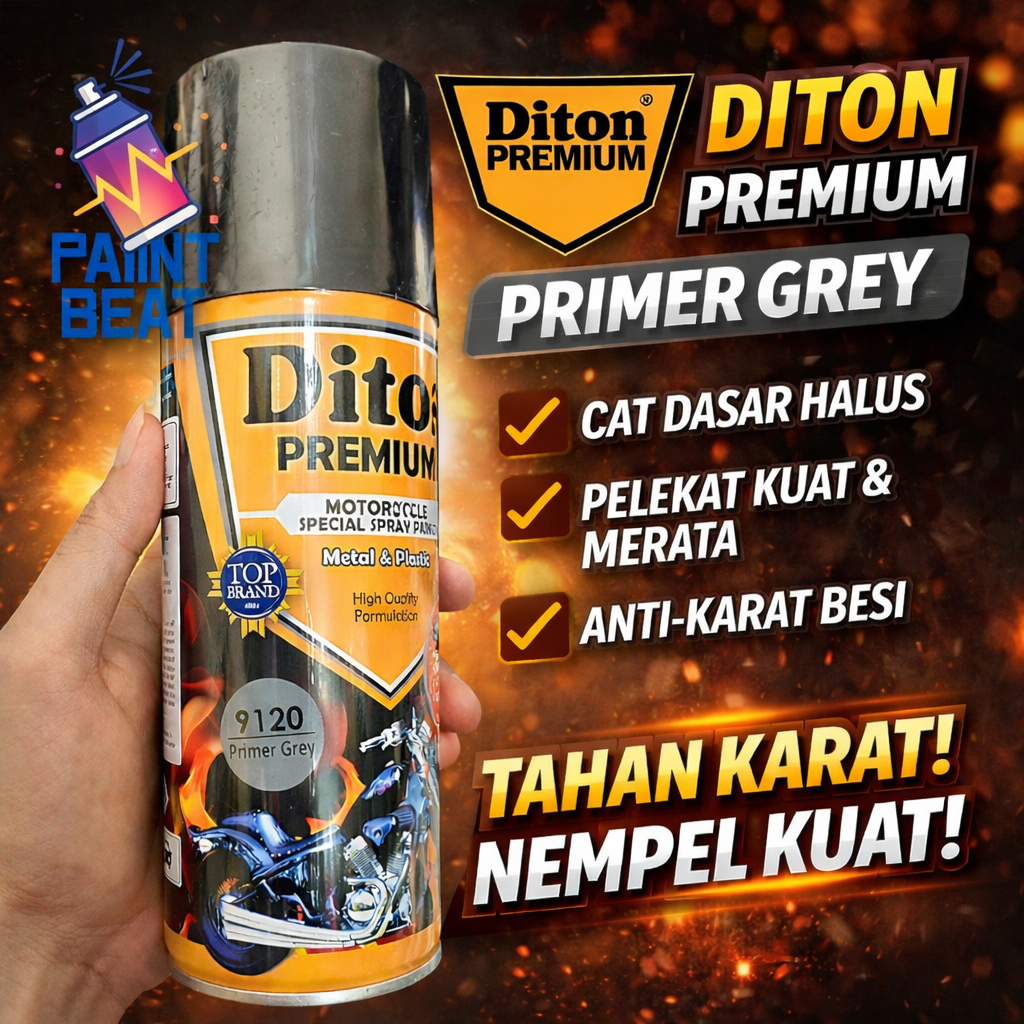 Diton PREMIUM 9120 Primer Grey / Epoxy Cat Dasar Cat Semprot Diton Premium No Star Pylox Pilok