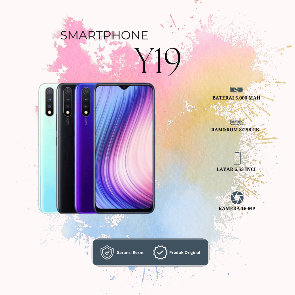 HP VIVO Y19 RAM 8/256GB KAMERA 16MP LAYAR 6.53 INCI ORIGINAL GARANSI 1 TAHUN