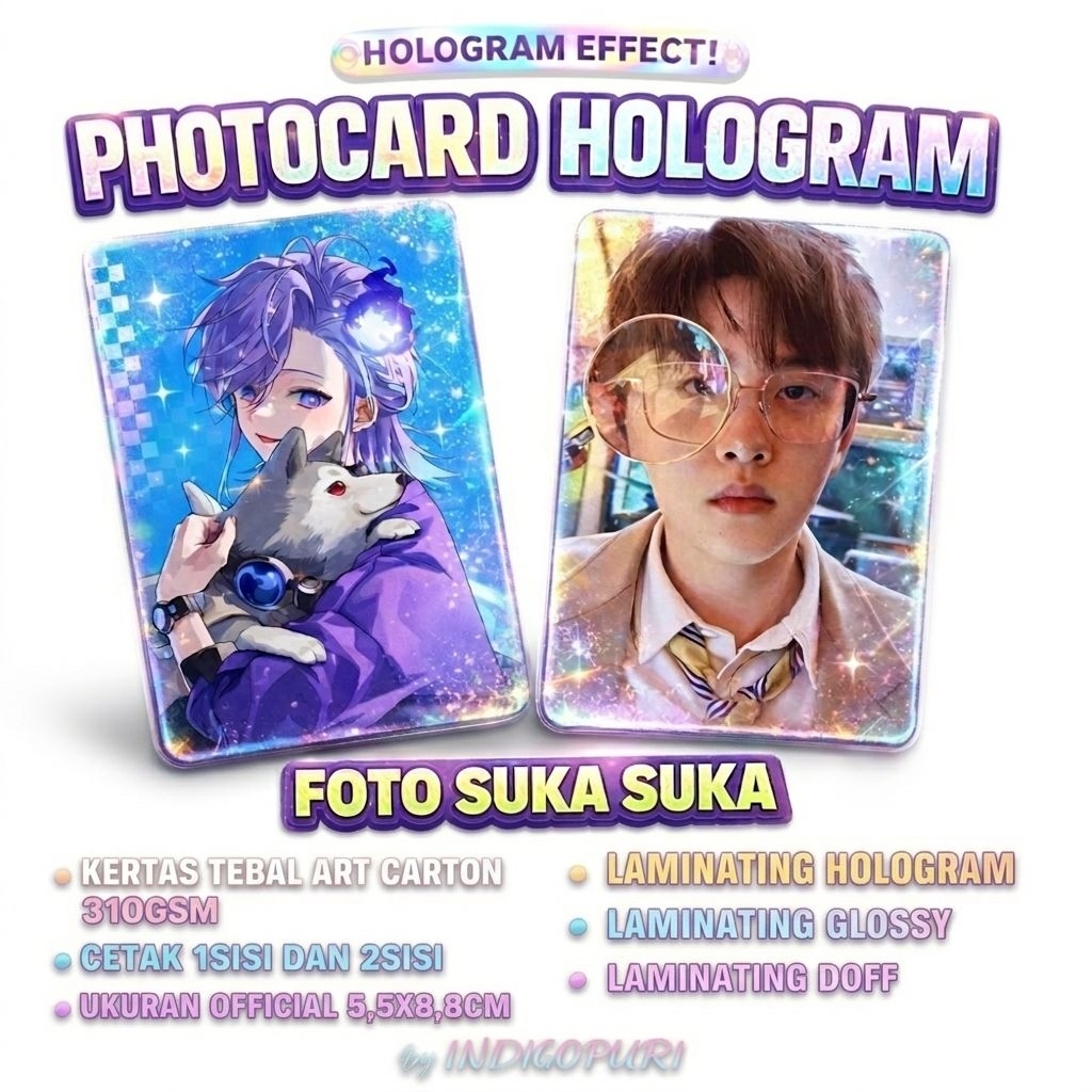 CETAK PHOTOCARD  HOLOGRAM  CUSTOM 1SIS DAN 2SISI