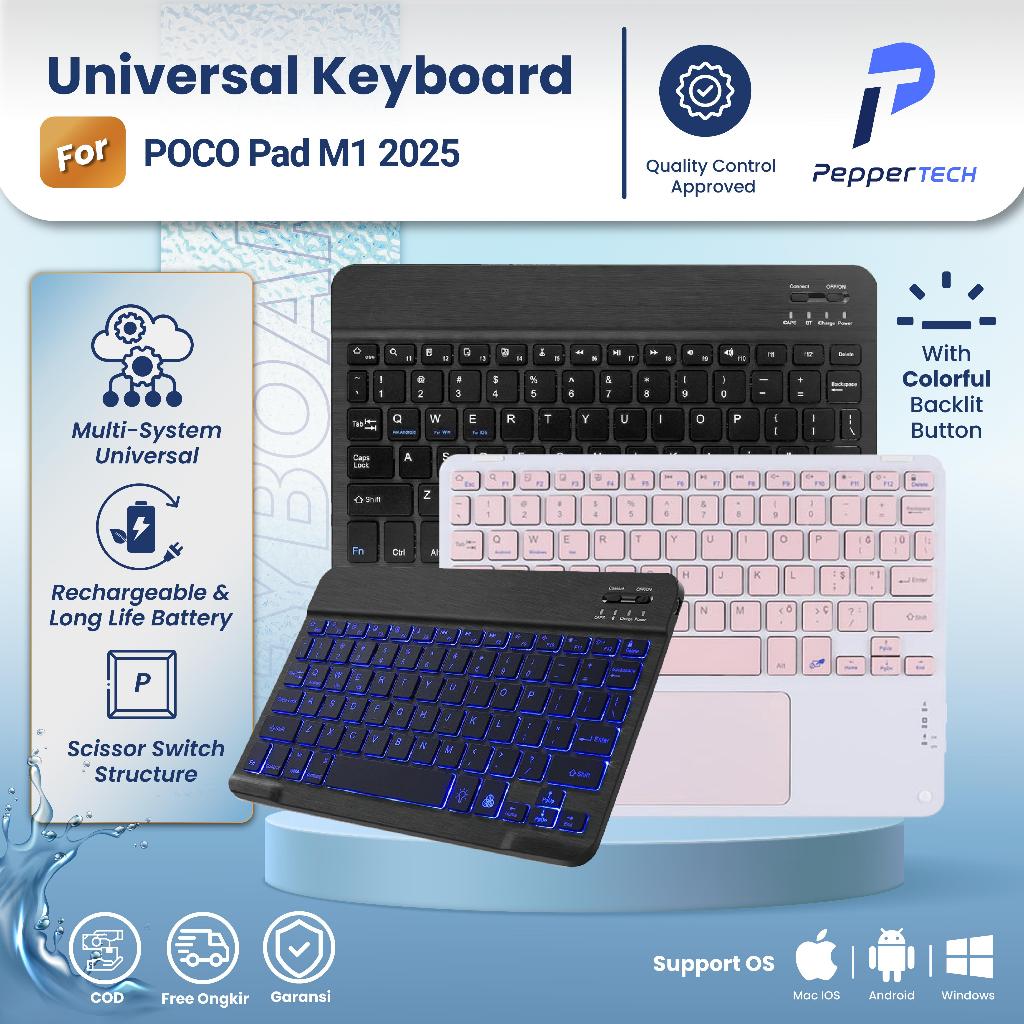 Peppertech Keyboard Bluetooth For POCO Pad M1 12.1 Inch 2025 Keyboard Touchpad Backlight Mechanical