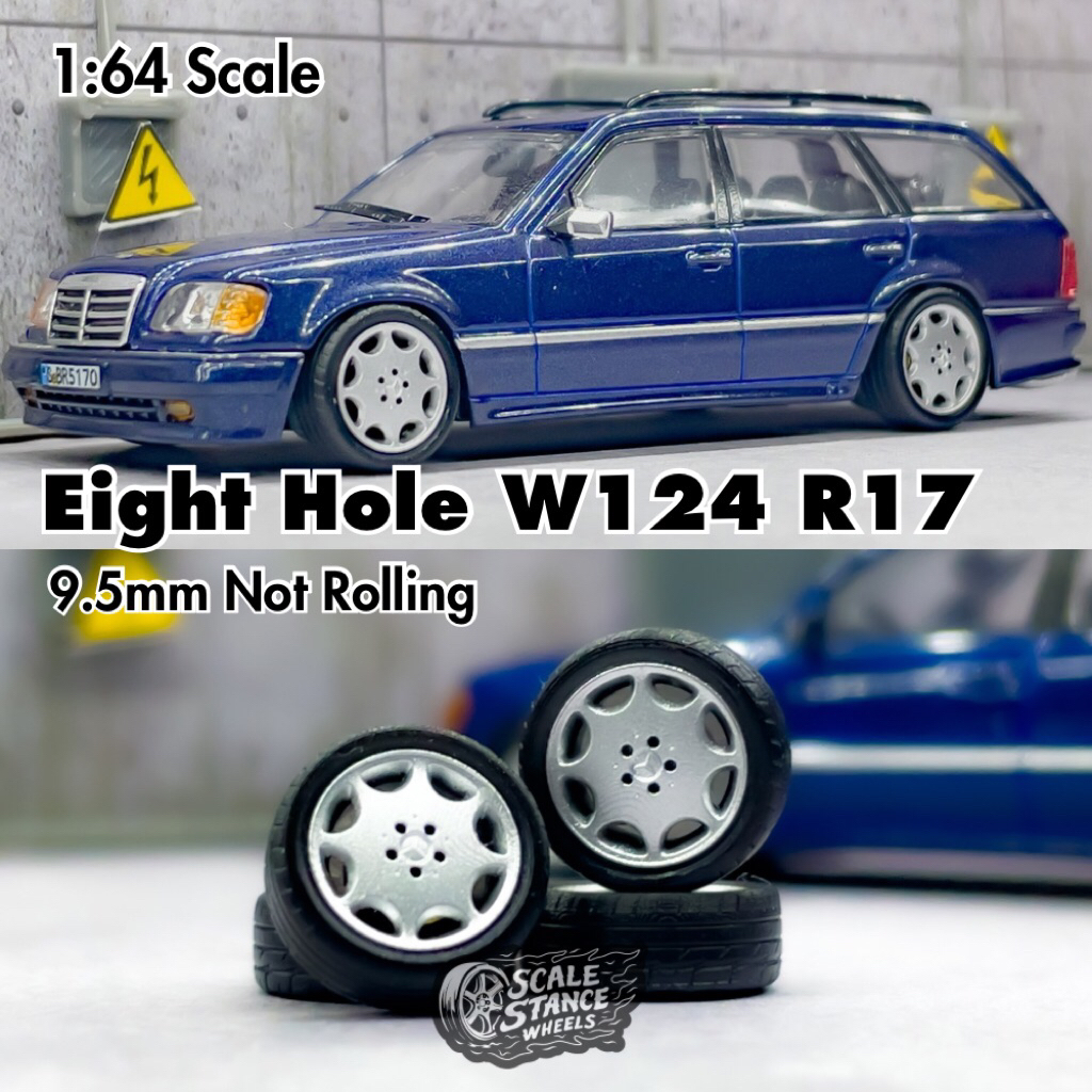 Velg Diecast Eight Hole W124 R17 9.5mm Skala 1:64 Scale Stance Mini Scale