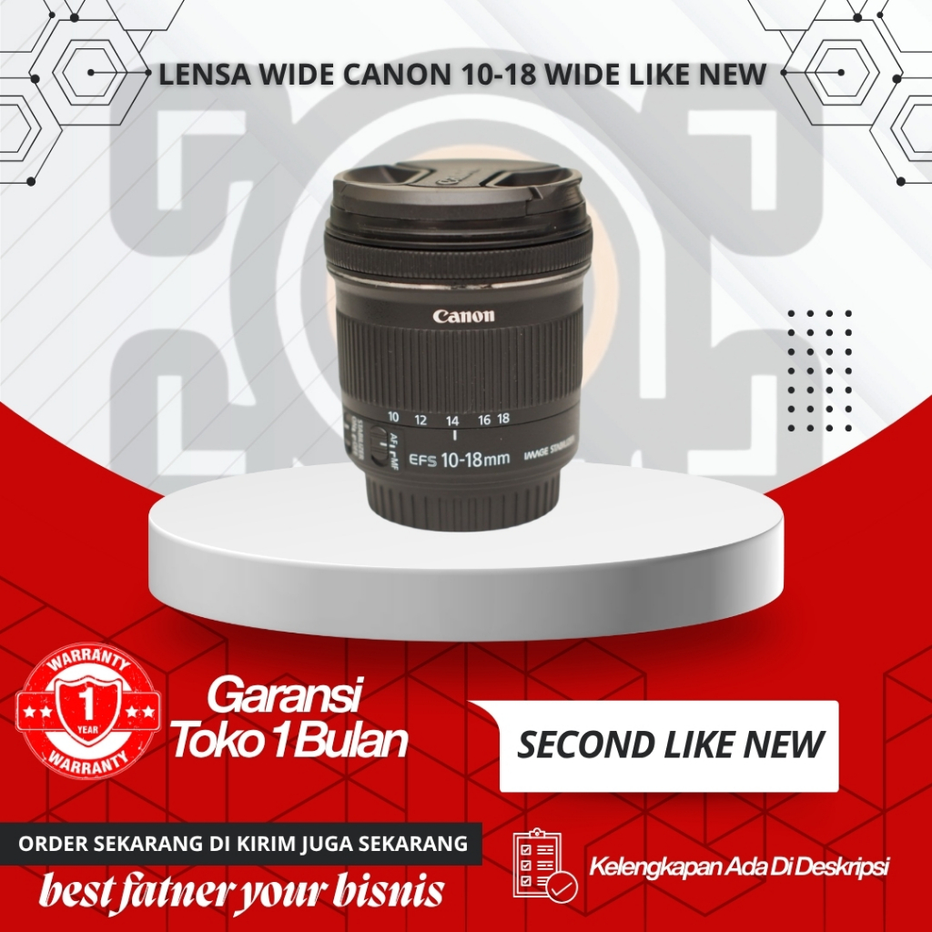lensa wide canon 10-18 wide like new murah