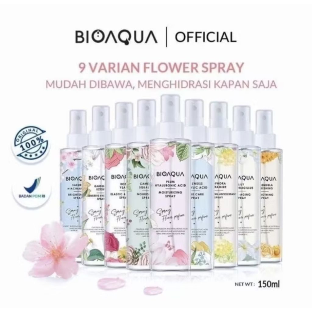 BIOAQUA Penyegar & Pembersih Wajah By BIOAQUA ~ BIOAQUA Face Mist Spray Wajah Porteble 150ml Hydrati