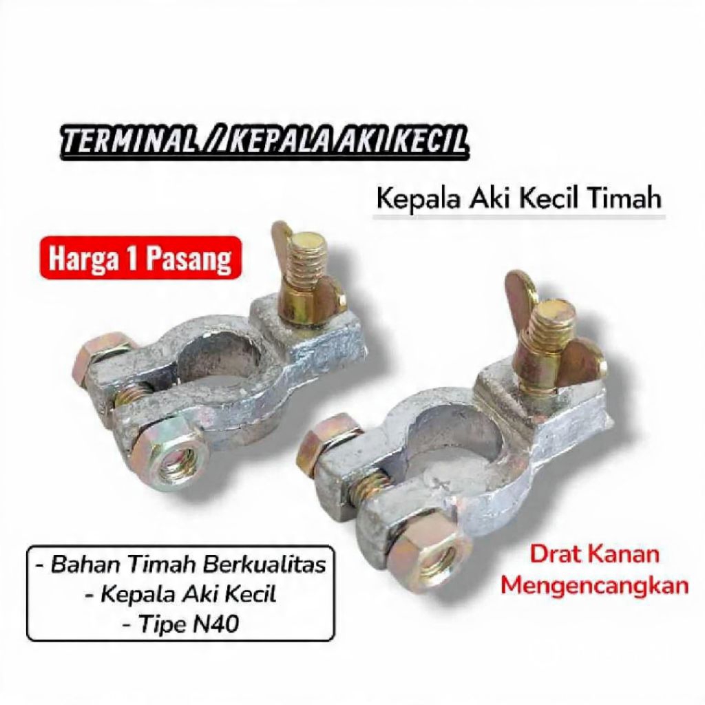 KEPALA ACCU TIMAH N40 TERMINAL ACCU KLEM AKI MOBIL TIMAH termurah ISI 1 SET KLEM AKI TIMAH N40