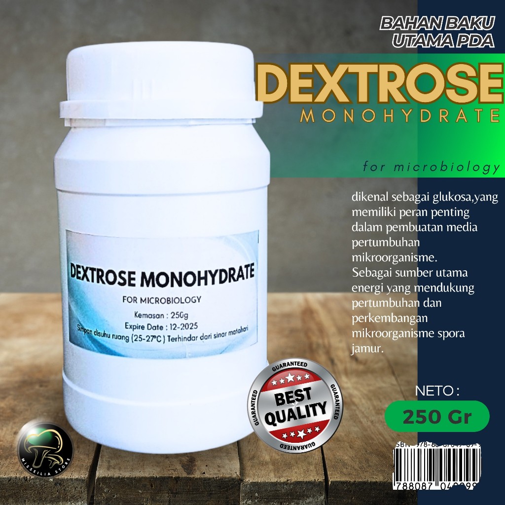 Dextrose Monohydrate Bahan Baku Farmasi Untuk PDA Bibit Jamur F0 250g