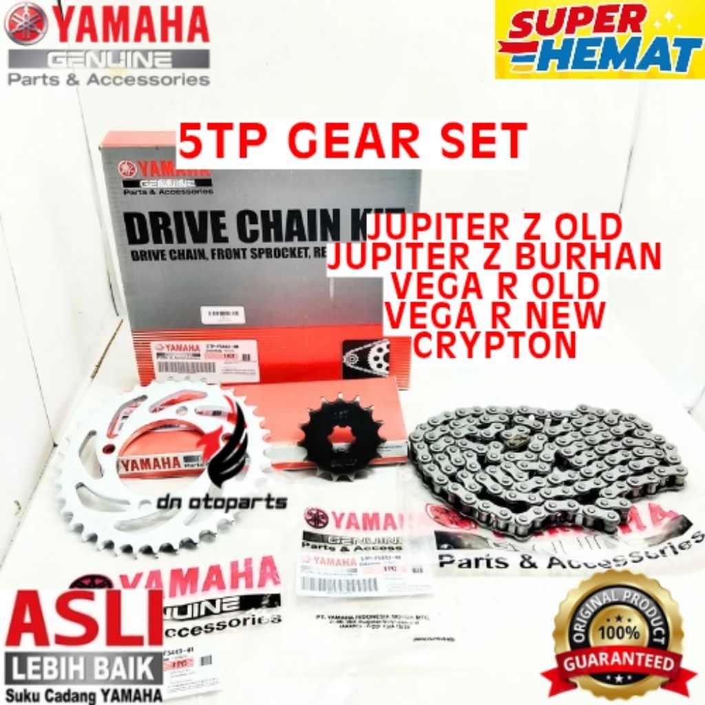 GEAR SET ORIGINAL YAMAHA KODE 5TP, GEAR SET JUPITER Z OLD, GEAR SET JUPITER Z BURHAN, GEAR SET VEGA 