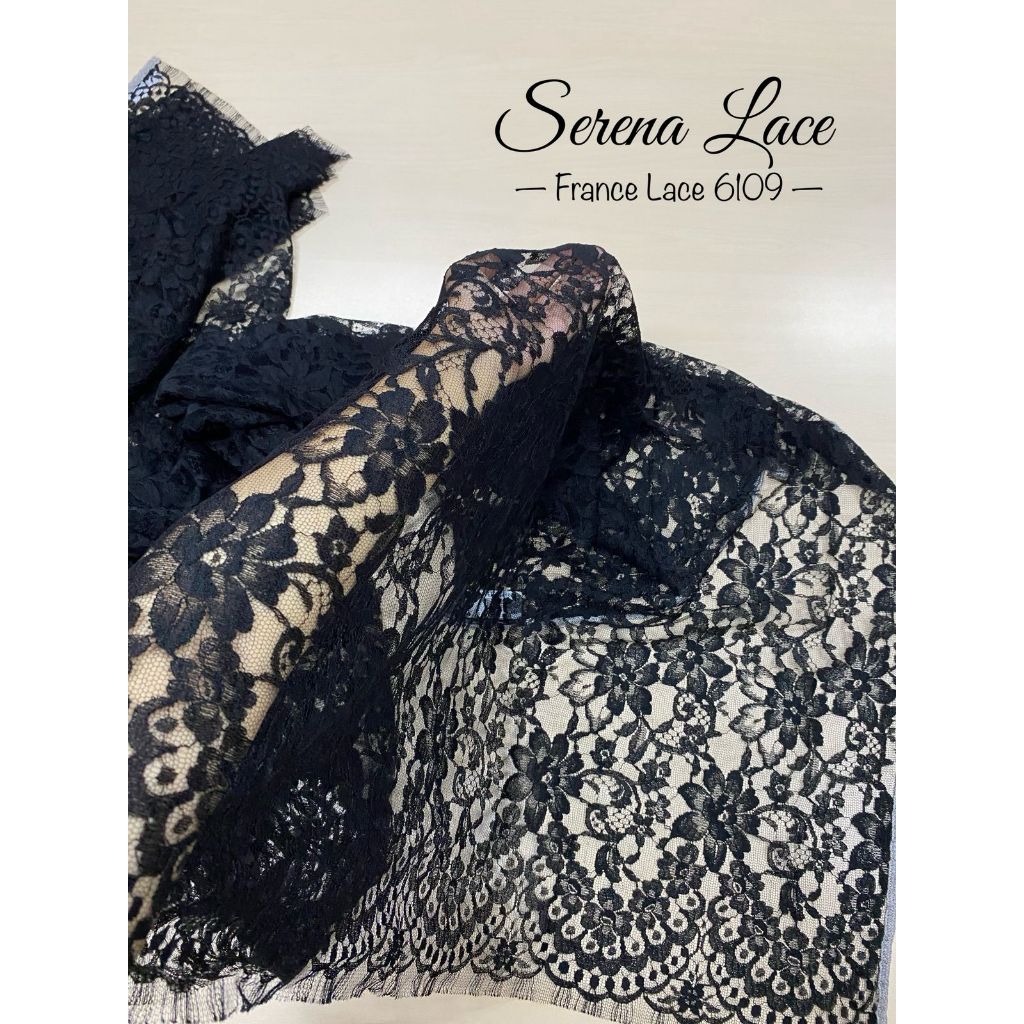 Serena Lace - Original France Lace 6109 - ukuran kain 1,8m x 1,1m
