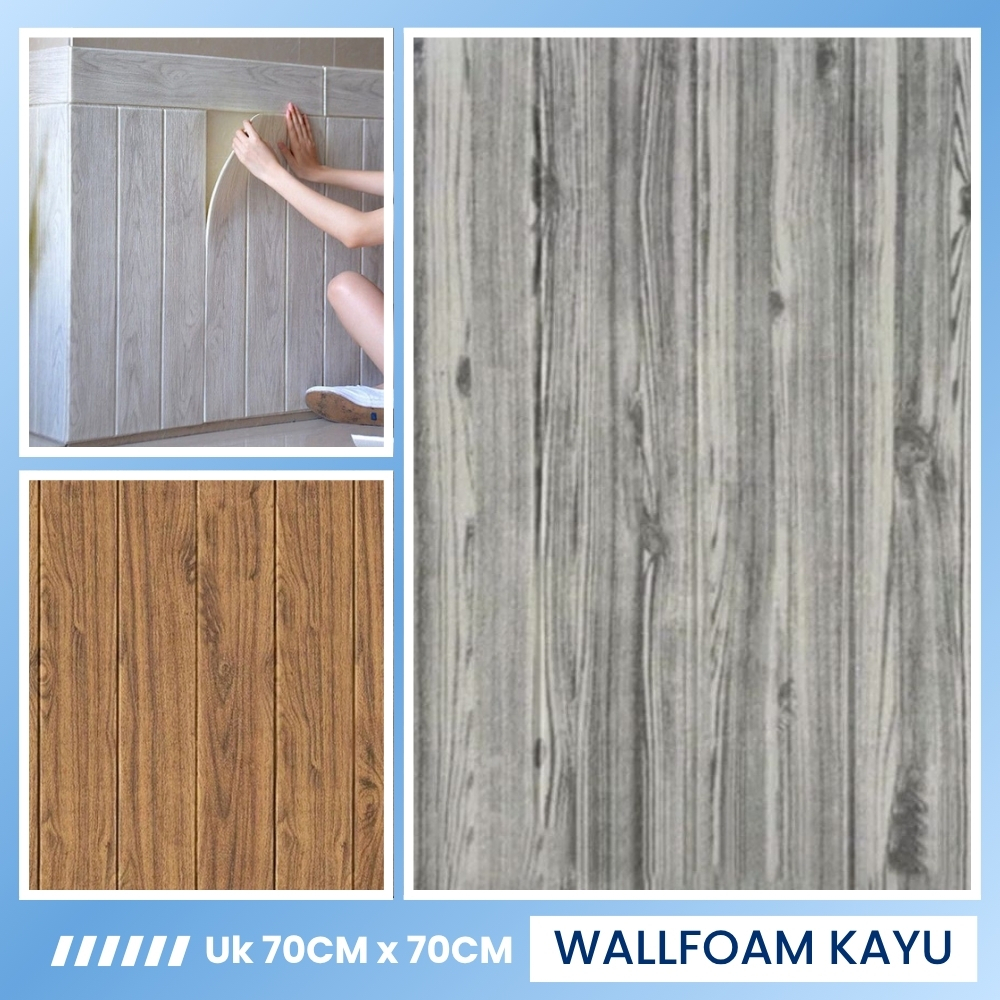 WallFoam Foam Dinding Motif Kayu Wall Foam Motif Bata Oren Cream Wallfoam Sticker Dinding 70x77