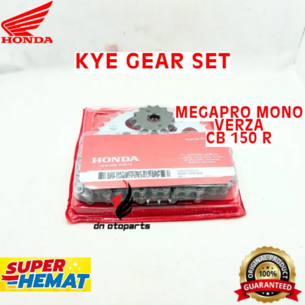 GEAR SET ORIGINAL HONDA KODE KYE, GEAR SET MEGAPRO MONO, GEAR VERZA, GEAR SET CB 150 R

