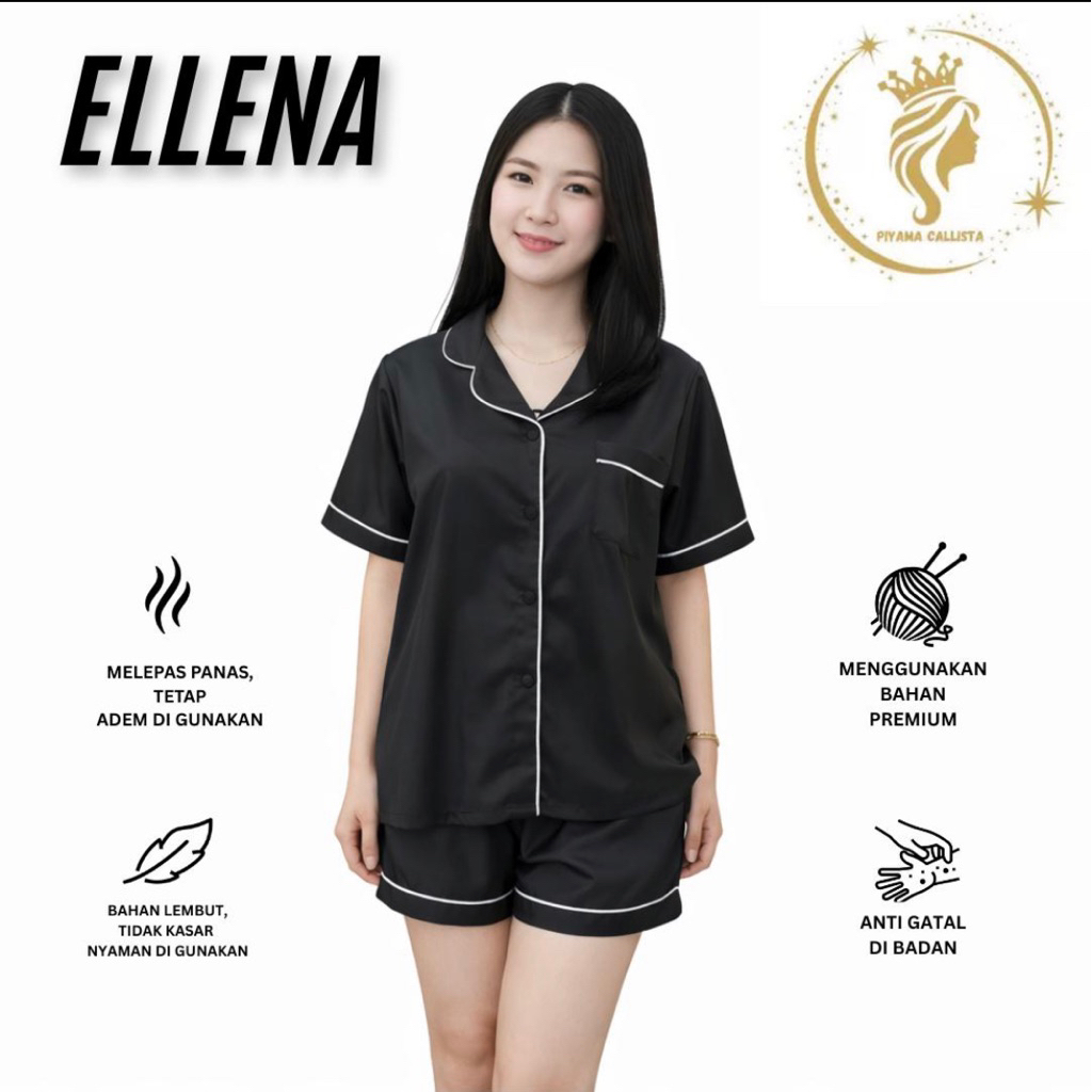 Piyama Callista -  Ellena One Set Piyama Pendek Baju Tidur Pendek Setelan Wanita Tidur Atasas Pendek