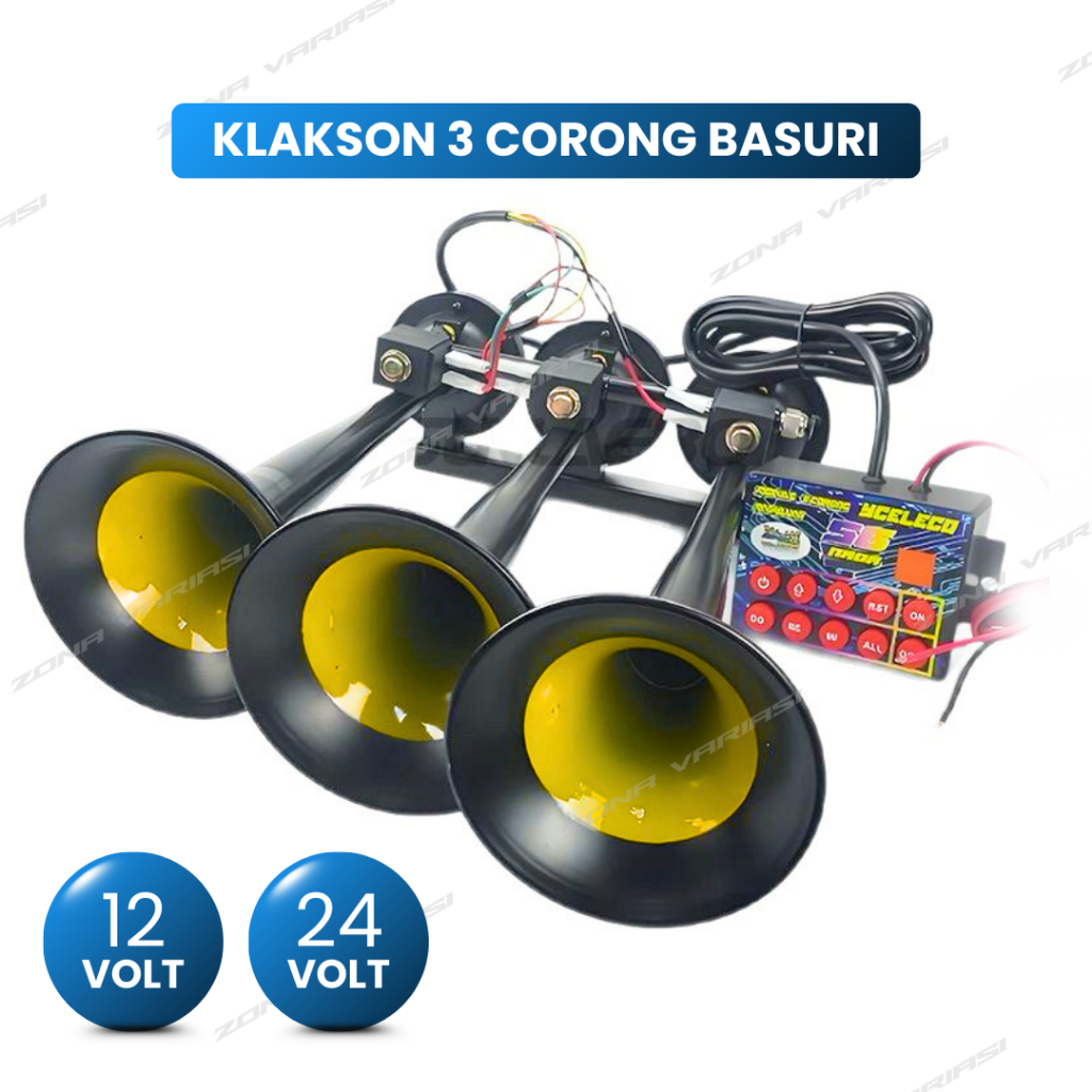 Klakson Telolet 3 Corong Basuri 56 Nada 12V dan 24v