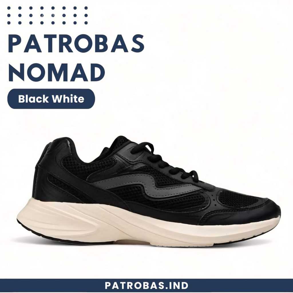 PATROBAS Nomad Black White Original Sepatu Sneakers Casual Sport Pria Wanita