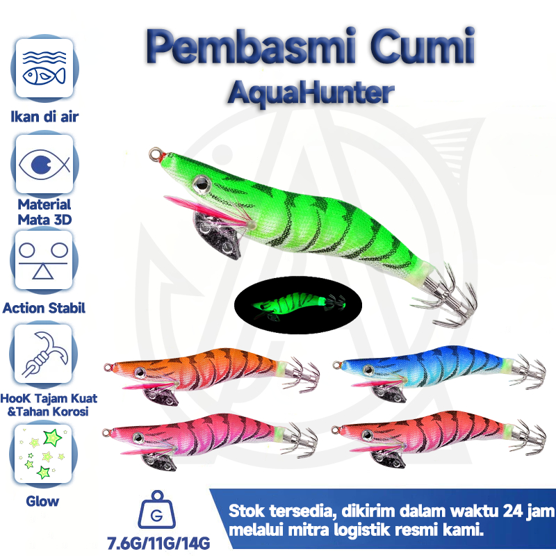Umpan pancing cumi Pembasmi Cumi  Glow in the Dark – Umpan Cumi Malam 3D Mata 2.0#2.5#3.0# Hook Taja