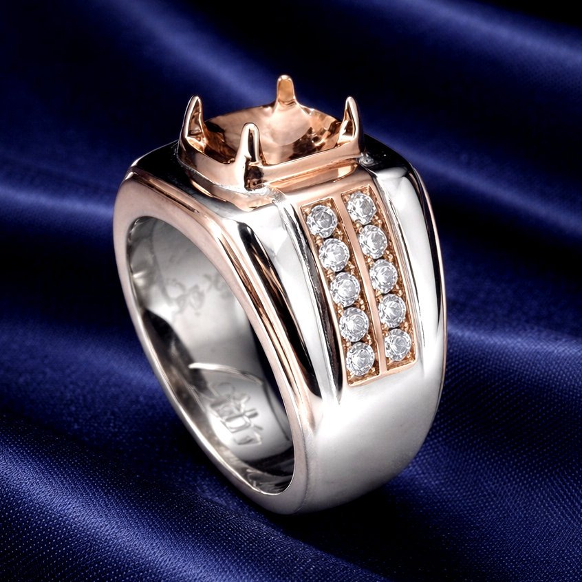 Cincin Emban Perak 950 EB430 - Ring Pria Kosongan Custom Ikat Batu Mulia Akik Permata