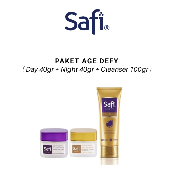 Safi Paket Age Defy ( Day 40gr + Night 40gr + Clnsr 100gr )/Paket Anti aging