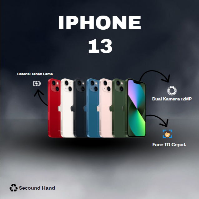 SPayLater IPHONE 13 ONLY WIFI 128GB/256GB SECOND FULLSET Simlock Second HandPhone Garansi 1 Bulan