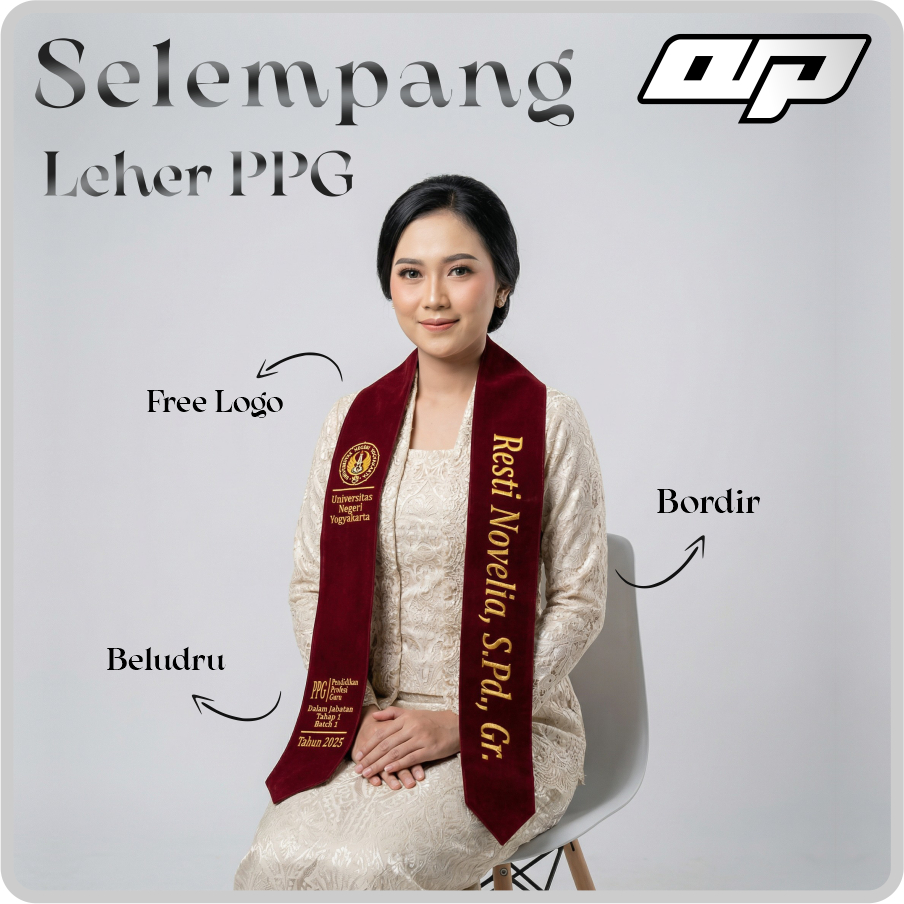 Selempang Wisuda Custom – Selempang PPG BORDIR Nama & Logo, Premium Quality