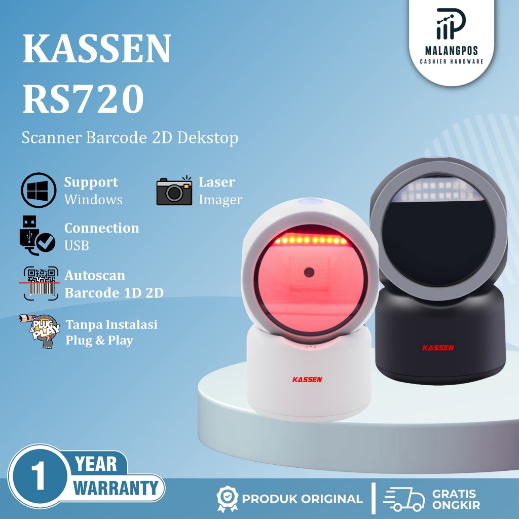 Scanner Barcode 2D Kassen RS720 USB RS-720 RS 720 Scanner Barcode Autoscan Dekstop QR Kassen RS 720
