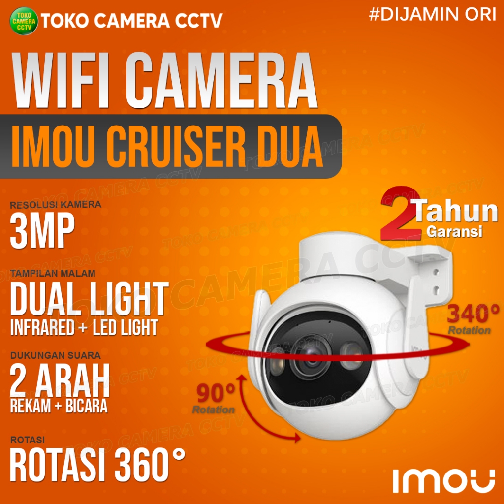 CCTV WIFI OUTDOOR PTZ ALARM IMOU CRUISER 2 3MP KAMERA CCTV PINTAR BERSUARA BERWARNA