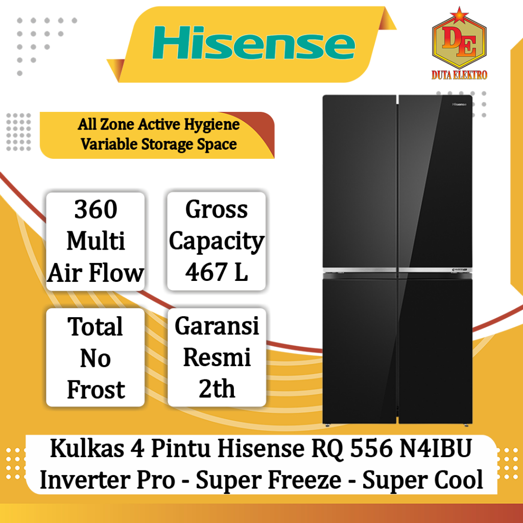 Kulkas 4 Pintu Hisense RQ 556 N4IBU Inverter Pro - Super Freeze - Super Cool