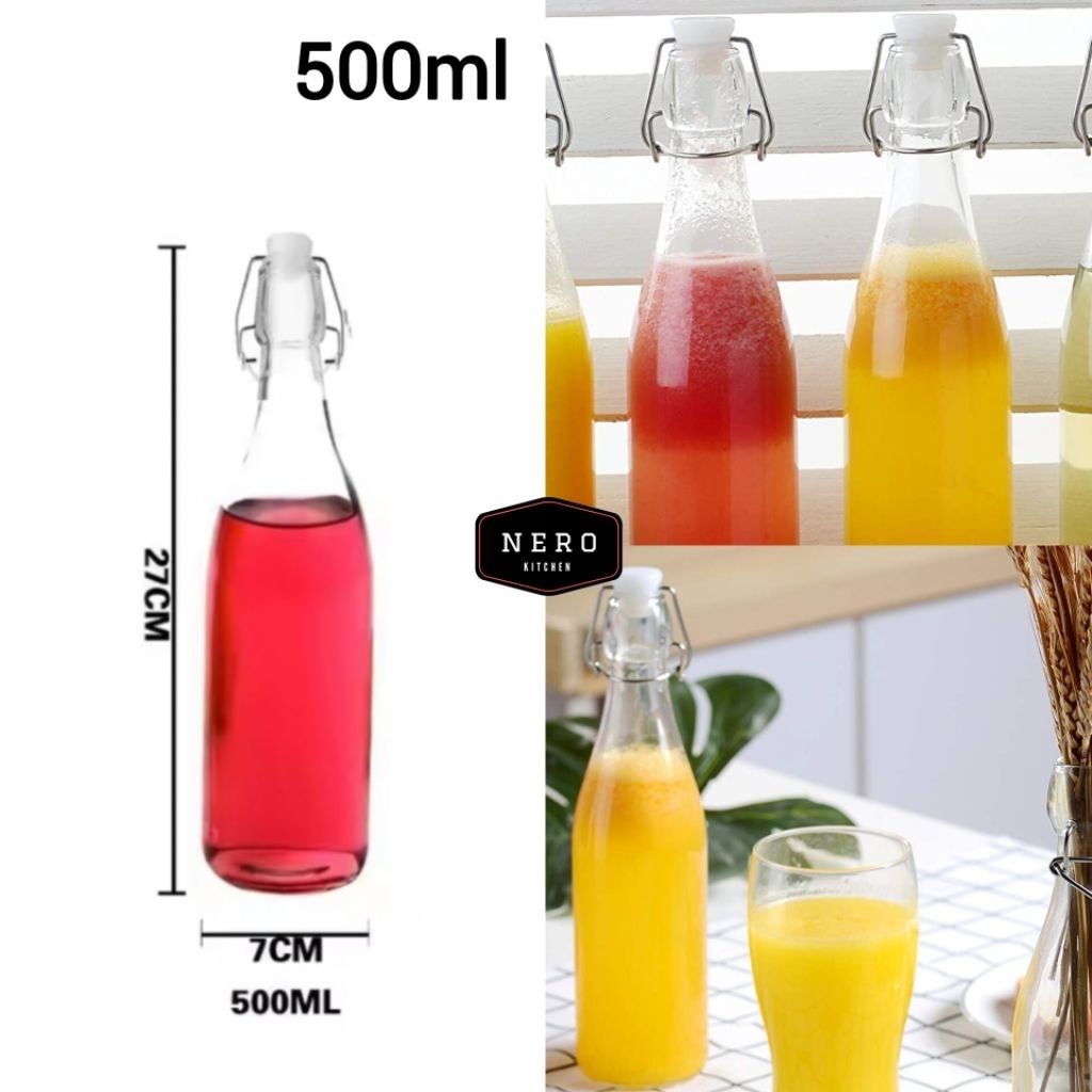 Botol Kaca Tutup Swing 500ml / Botol Korken / Airtight Bottle / Botol tutup kedap udara
