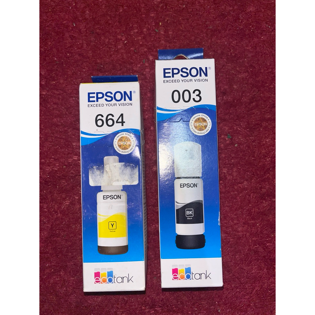 Tinta Epson Original 003 Hitam 65ml dan kuning 70ml- Tinta Printer Epson L3110/L3150/L5190